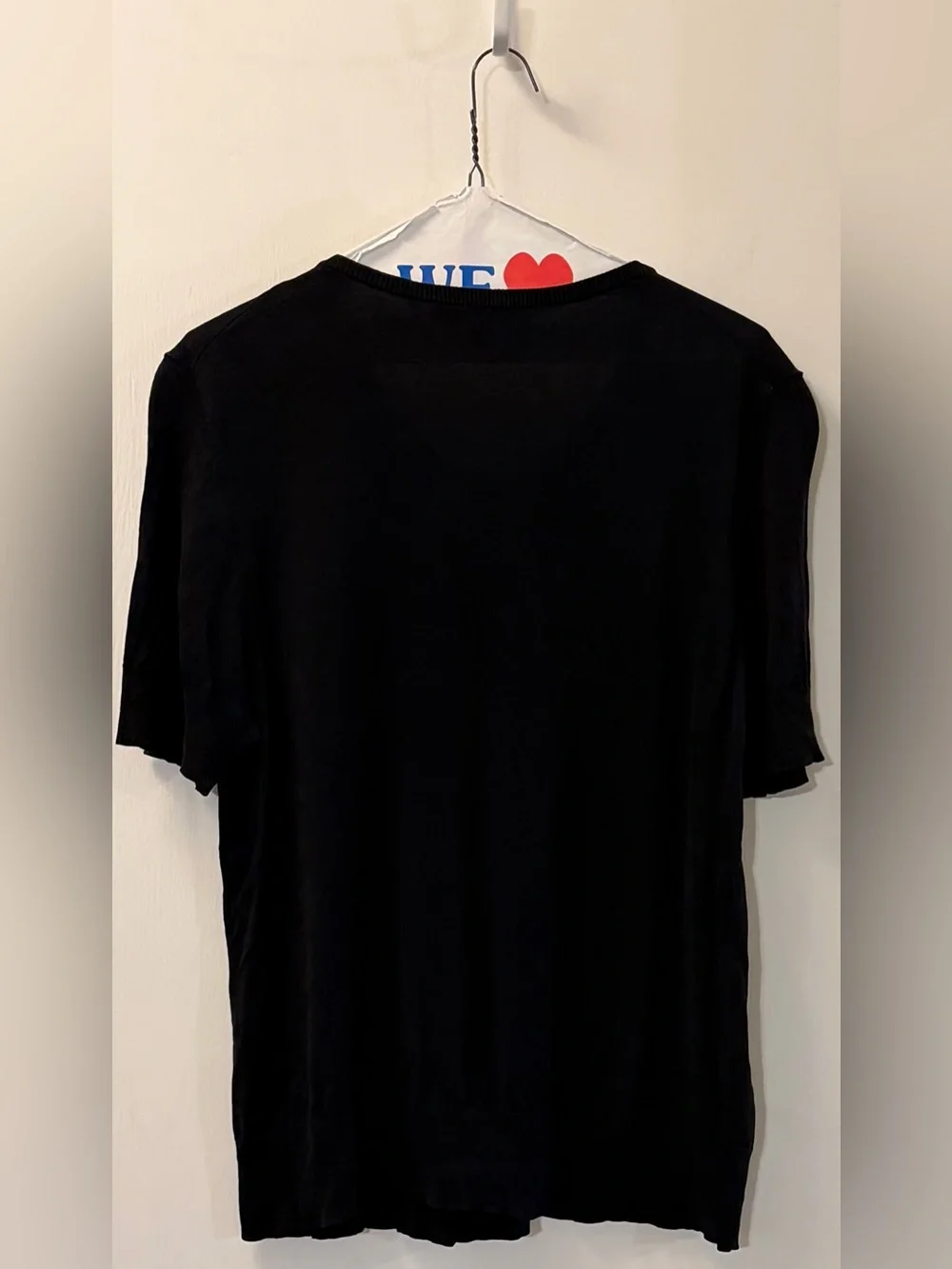 Ann Taylor Black Short-Sleeve Button-Front Top
